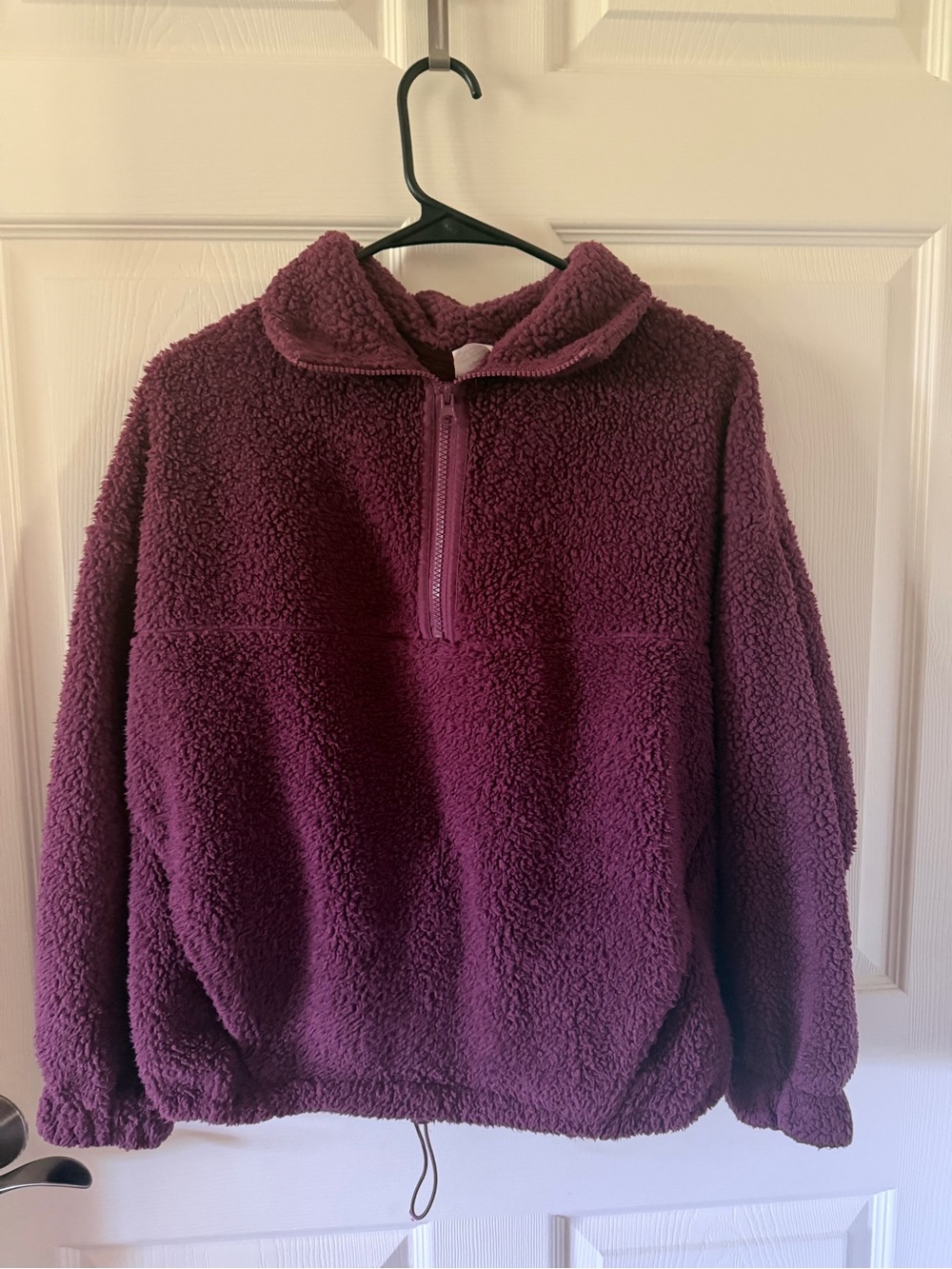 No Boundaries Plush Half-Zip Sherpa Pullover - Plum